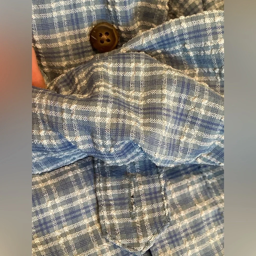 The North Face Men’s Vented Outdoors Plaid Button Down Shirt Light Blue Size XL